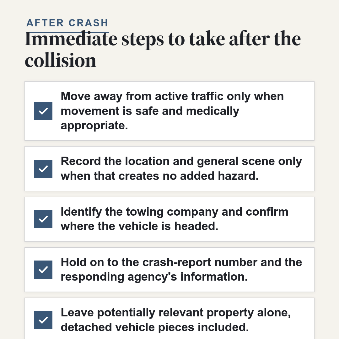 Immediate steps to take after the collision
